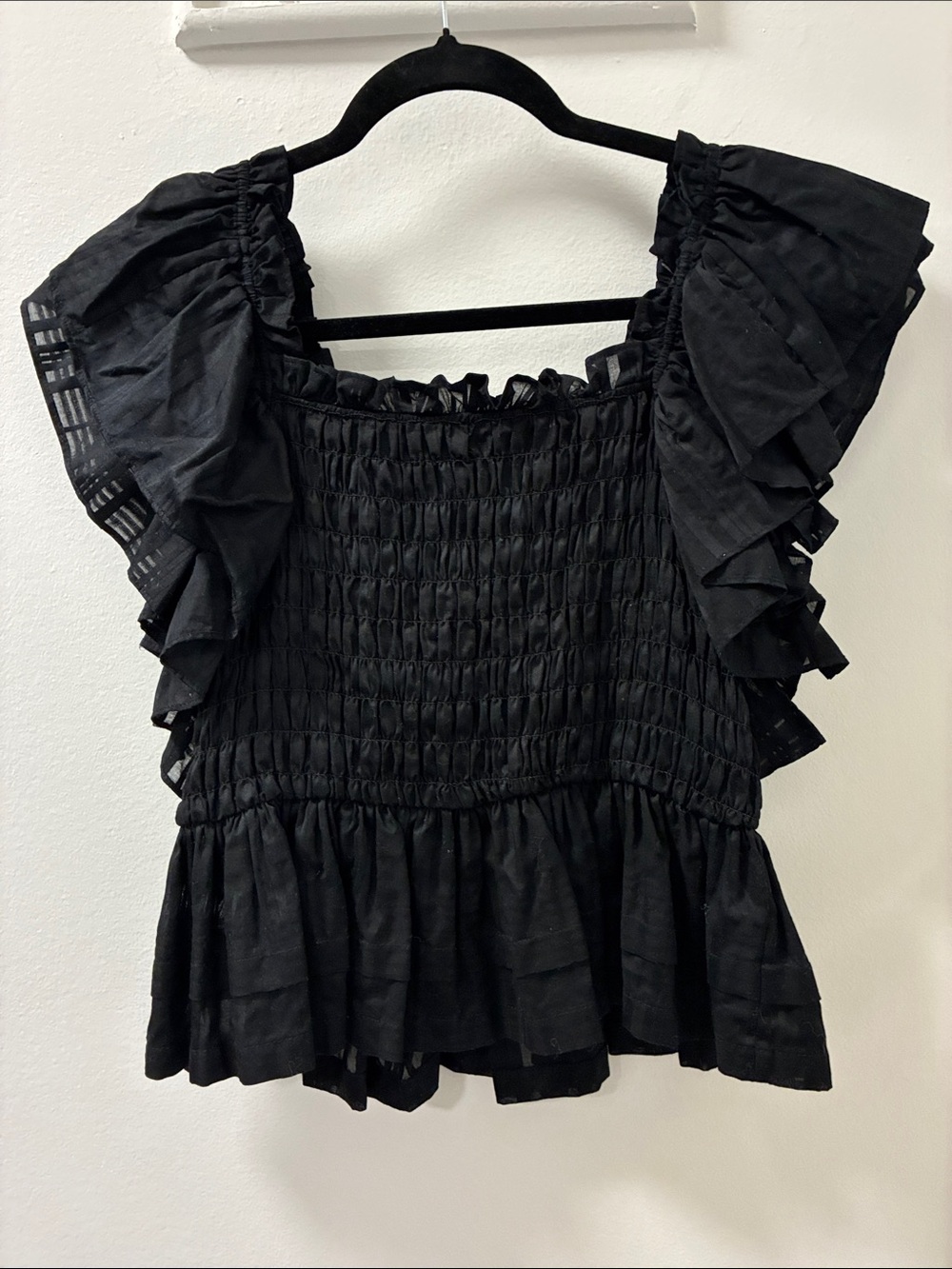 Banana Republic Smocked Ruffle Sleeve Top
